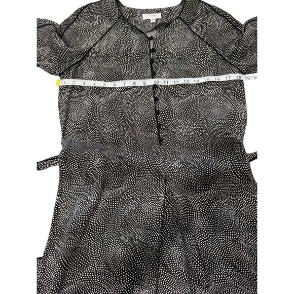 Equipment Femme Womens Size 4 Dress Long Sleeve with Belt Black White Polka Dot - Picture 5 of 7